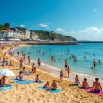 découvrez la plage de saint-goustan, un lieu idéal pour les baigneurs au cœur de la station balnéaire, offrant détente et paysages magnifiques.