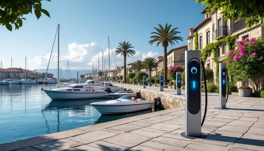 le port du croisic réduit son empreinte carbone grâce à l'installation de bornes électriques, contribuant ainsi à un avenir plus durable et respectueux de l'environnement.