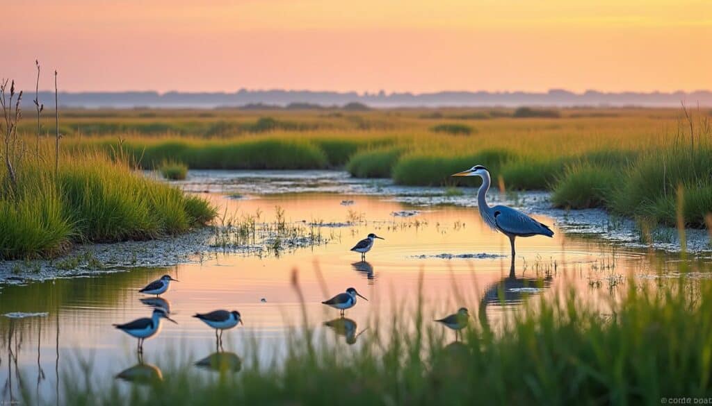 découvrez comment les marais du croisic créent un habitat idéal pour la nidification des oiseaux migrateurs, favorisant ainsi la biodiversité locale.