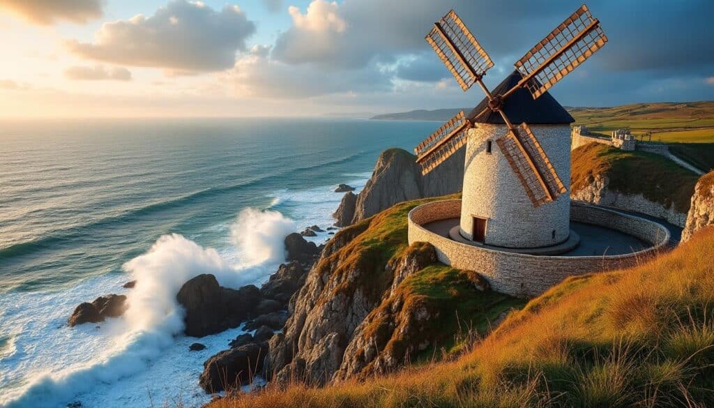 découvrez le charme authentique du moulin de la falaise, un site emblématique offrant une vue imprenable sur les vagues de la presqu'île du croisic.