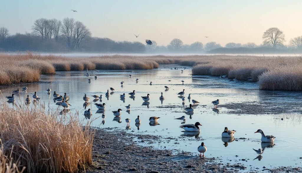 découvrez le refuge hivernal idéal pour les oiseaux migrateurs à la vasière du traict de le croisic, un havre de paix et de biodiversité exceptionnelle.