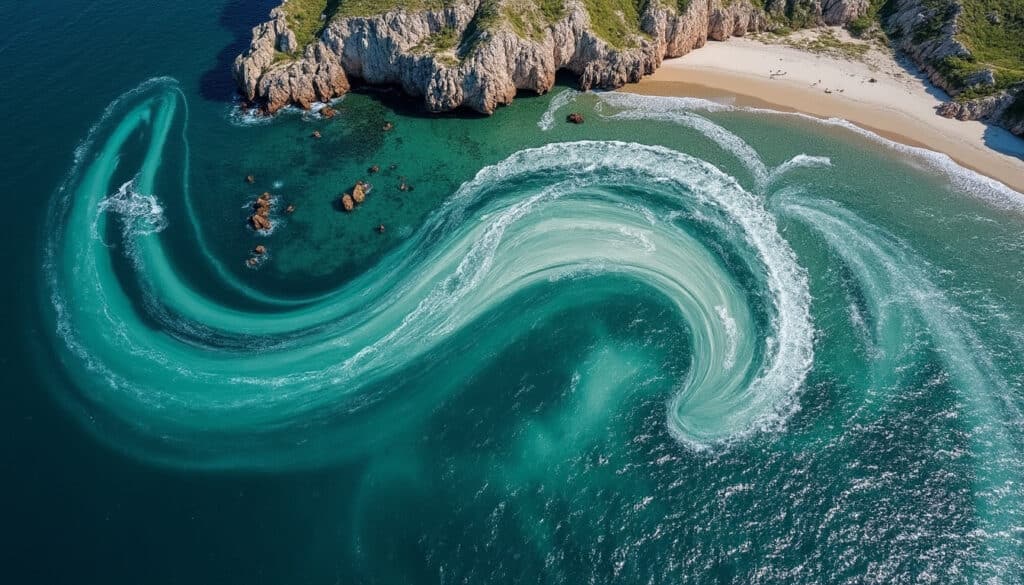 étude approfondie de la modélisation des courants marins complexes à l'embouchure du traict de le croisic, mettant en lumière les dynamiques hydrodynamiques locales.